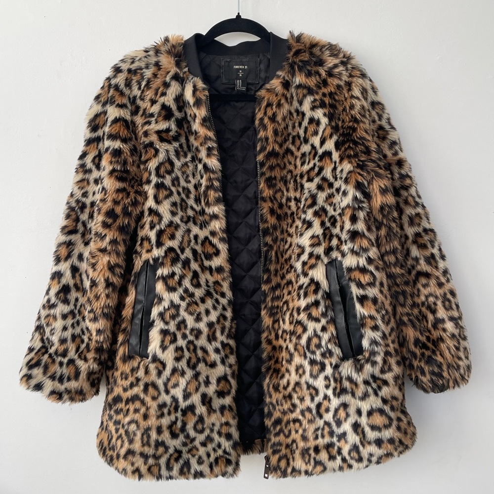Forever 21 Animal Print Teddy Jacket